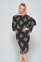 Load image into Gallery viewer, Nixie Black Star Flapper Cocktail Dress, XS/SM/MED  Women&#39;s Party Attire, Festive Apparel
