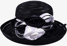 Load image into Gallery viewer, Blk/Wht Organza, Satin Derby Cloche Women&#39;s Hats Church, Luncheons, Events, Cocktail, Weddings
