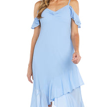 Load image into Gallery viewer, RM Richards, Baby Blue Ruffled High-Low Day Dress, Women&#39;s Apparel, Summer, Spring, Bridal, Wedding, Vacations, Events
