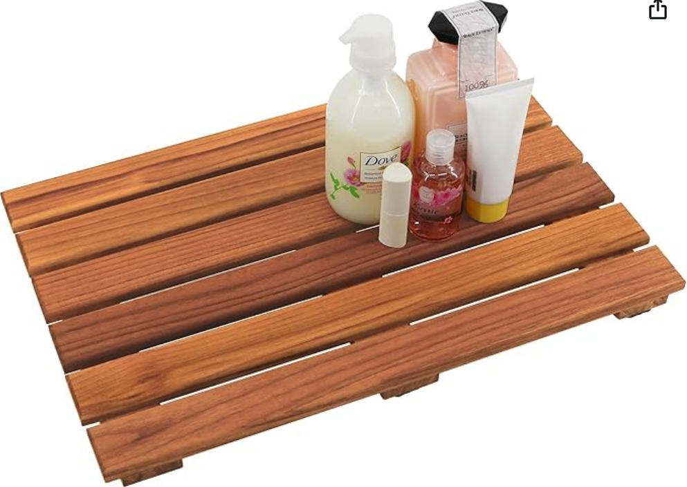 Vaefae 100% Solid Teak Wood Shower Mat