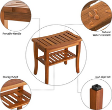 Load image into Gallery viewer, Vaefae 100% Solid Teak Wood Shower Bench
