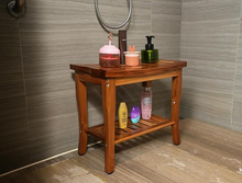 Load image into Gallery viewer, Vaefae 100% Solid Teak Wood Shower Bench
