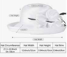 Load image into Gallery viewer, White Flower &amp; Feather Cloche, Women&#39;s Hats, Bridal, Church, Kentucky Derby
