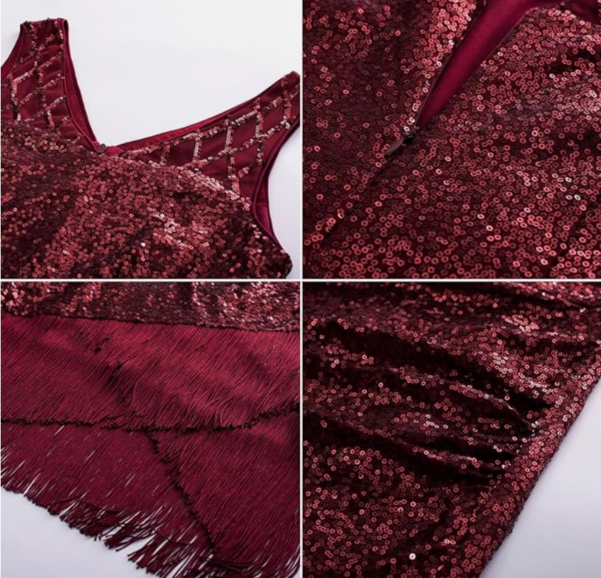 LAST ONES, Wine Red Flapper Cocktail Dress, SM/MED/LG Available, Women's Party Apparel