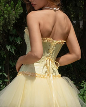 Load image into Gallery viewer, Over-Bust Corset, Beige/Yellow/White Women&#39;s Intimates, Bridal, Gatsby, Gifts
