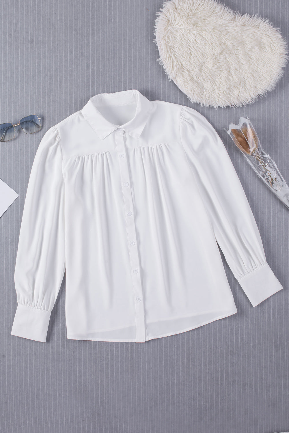 Puff Sleeve Blouse, See Colors! Women's Office Apparel, White/Black Tops, Shirts