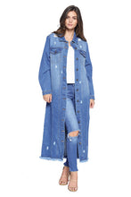Load image into Gallery viewer, Blue Age Distressed Denim Trench See Colors

