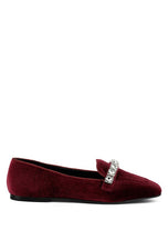 Load image into Gallery viewer, Lamington Handcrafted Velvet Diamante Loafers Blk or Burgandy
