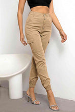 Load image into Gallery viewer, Khaki or Black, Button Fly Cargo Pants  Casual, Women&#39;s Activewear, Lounging
