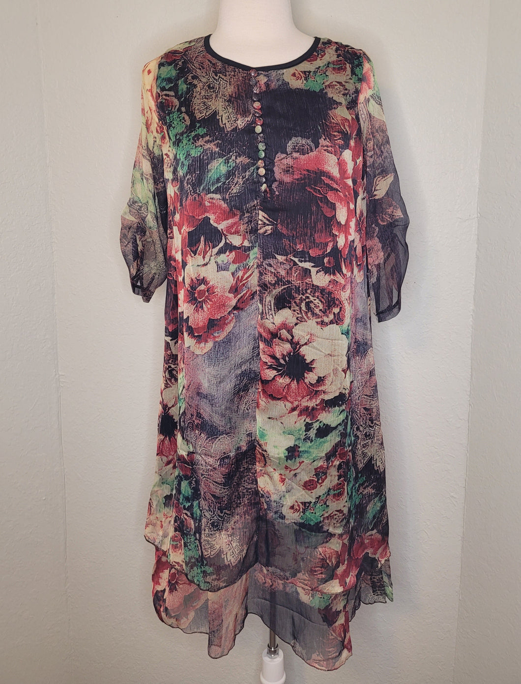 No Label Floral Midi Day Dress Only Size LG Remaining
