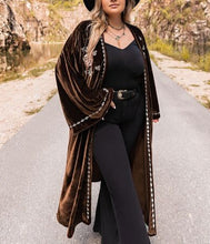 Load image into Gallery viewer, Embroidered Open Front Velvet Duster Trench XL/2XL/3XL Gatsby Cardigan 1920s Apparel
