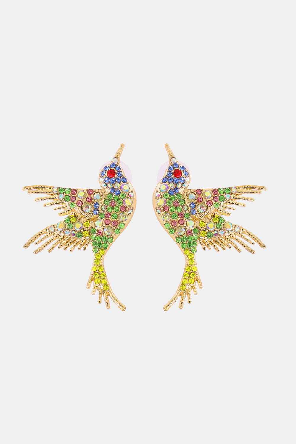 Glass Hummingbird Post Earrings, Large 1.4