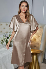 Load image into Gallery viewer, Satin Flutter Sleeve Side Slit Night Dress See Colors
