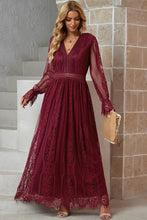 Load image into Gallery viewer, Almost Edwardian Wine/White Lace Maxi Day Dress

