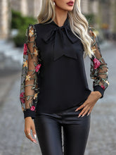 Load image into Gallery viewer, Hanny Apparel Bow Tie Neck, Long Sleeve Blouse
