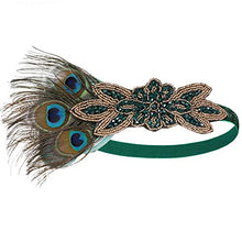 Load image into Gallery viewer, handmade, peacock feather headband, see more style-7 grn

