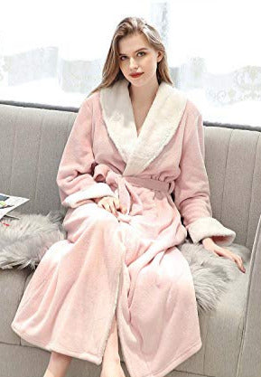 long pink fleece robe pink / large