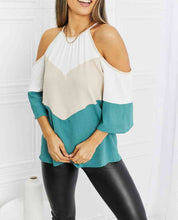 Load image into Gallery viewer, Hailey &amp; Co Color Block Cold-Shoulder Blouse USA 🇺🇸 SM &amp; MED Remaining Tops Womens
