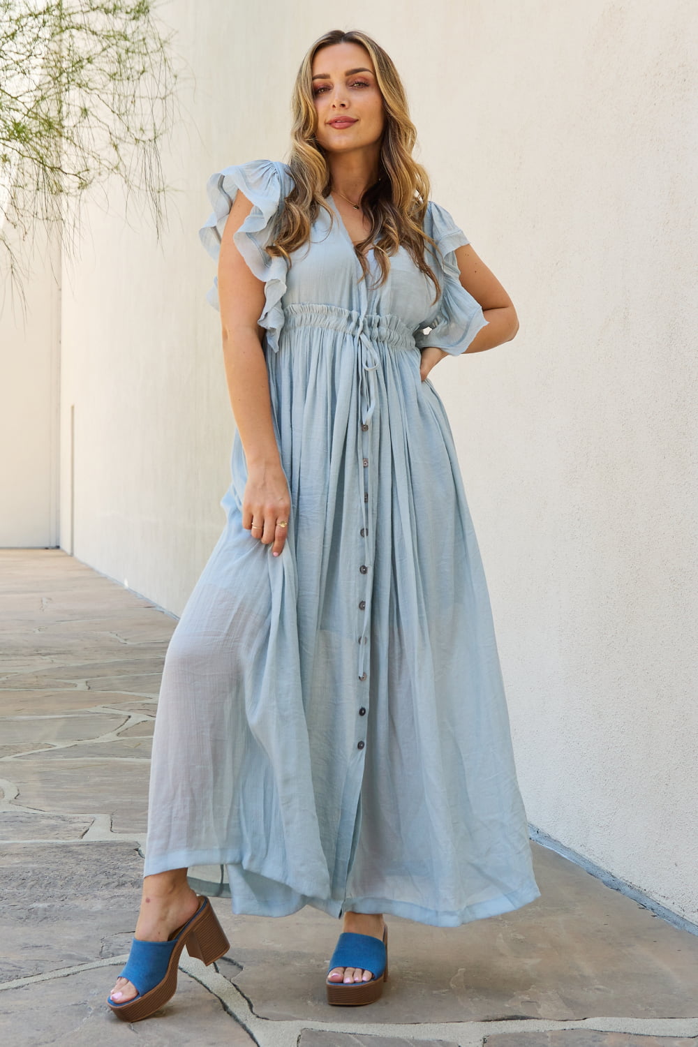 Sweet Lovely By Jen,  Butterfly Sleeve Maxi Dress Only SM & Med Remaining