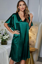 Load image into Gallery viewer, Satin Flutter Sleeve Side Slit Night Dress See Colors
