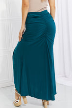 Load image into Gallery viewer, White Birch Ruched-Bum Maxi Skirt in Teal
