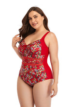 Load image into Gallery viewer, Floral Drawstring Detail One-Piece Swimsuit M/LG/2XL
