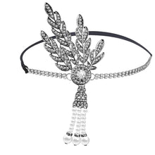 Load image into Gallery viewer, Pearl Tassel Medallian Leaf Headband Green/Gold
