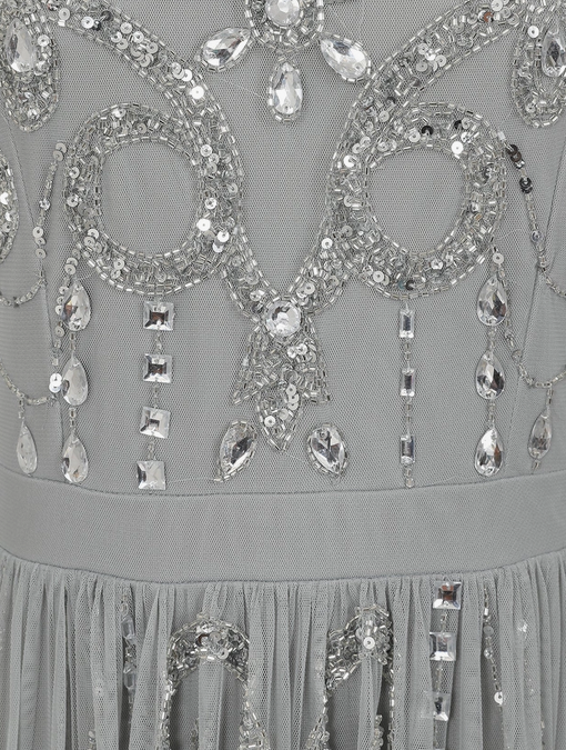 LAST ONES, Amelia Rose Henrietta Bejeweled Silver-Grey Formal Gown Only Sizes 2/4 & 4/6 Remaining! Women's Formals, Event Attire