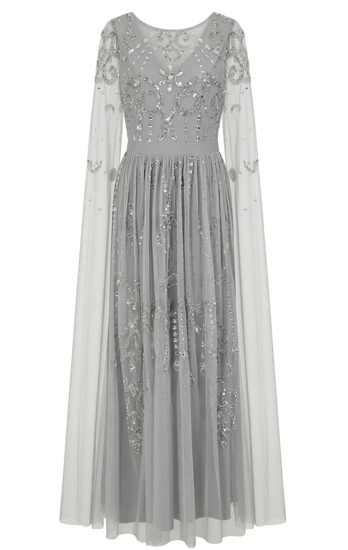 LAST ONES, Amelia Rose Henrietta Bejeweled Silver-Grey Formal Gown Only Sizes 2/4 & 4/6 Remaining! Women's Formals, Event Attire