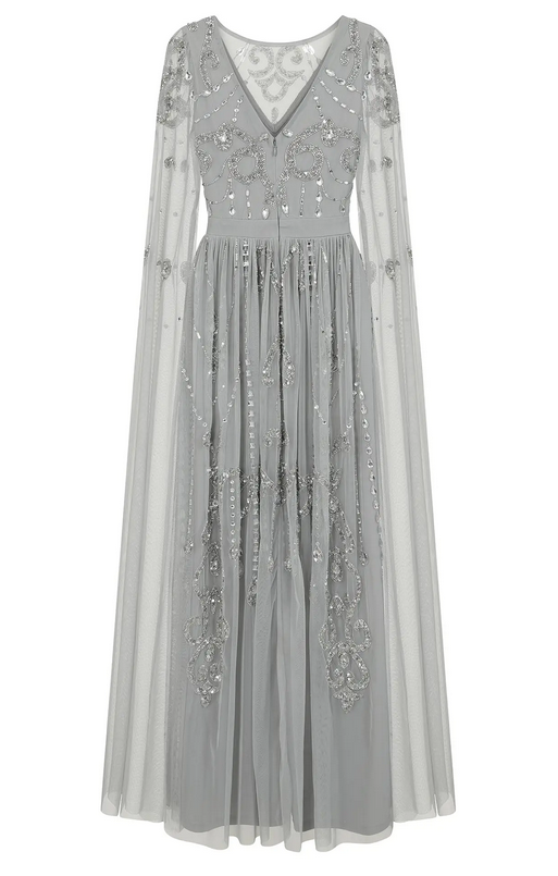 LAST ONES, Amelia Rose Henrietta Bejeweled Silver-Grey Formal Gown Only Sizes 2/4 & 4/6 Remaining! Women's Formals, Event Attire