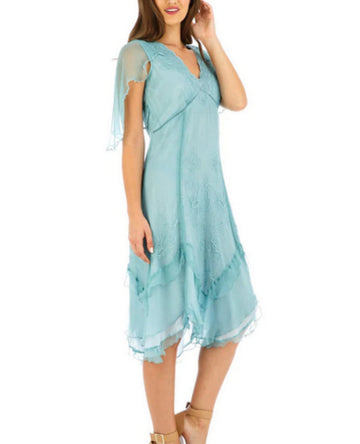 nataya age of love 1920s turquoise day dress sm/m/lg lg