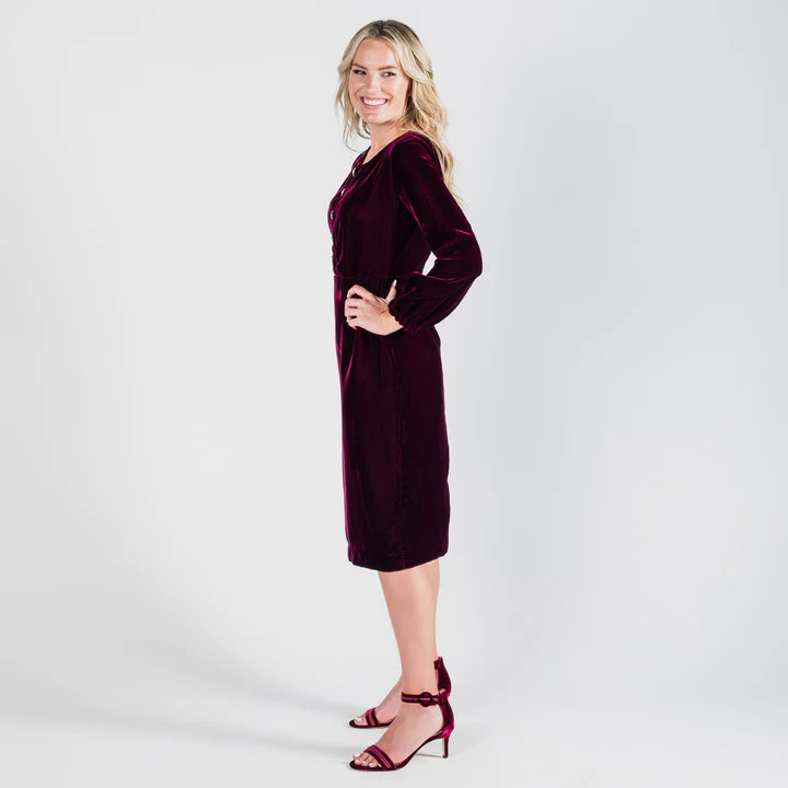joy velvet dress w/rhinestone buttons sm & med