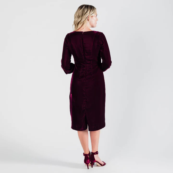 joy velvet dress w/rhinestone buttons sm & med