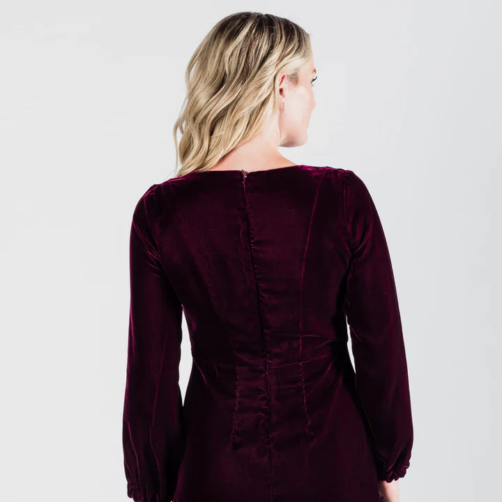 joy velvet dress w/rhinestone buttons sm & med
