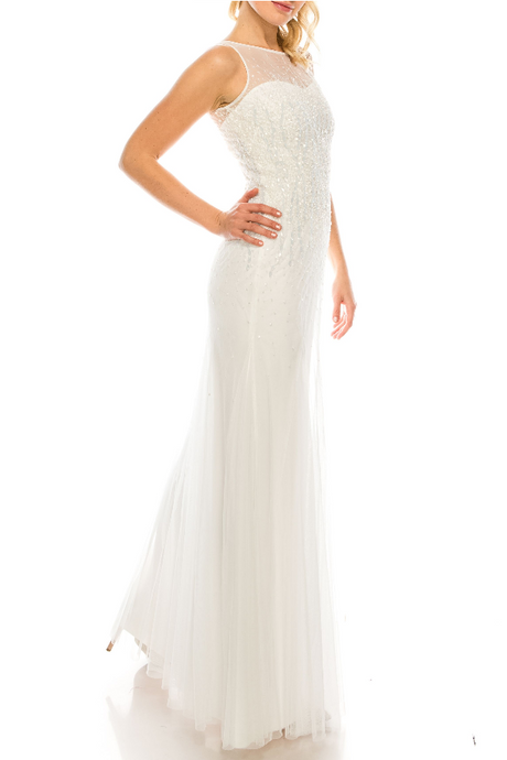 a. papell ivory illusion sheath gown 6 & 8