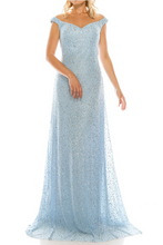 Load image into Gallery viewer, odrella baby blue glittery mesh illusion gown 8,10,16
