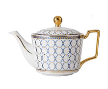 Load image into Gallery viewer, exquisite bone china gilt gold &amp; blue tea pot and/or matching tea cups/saucers/spoons tea pot
