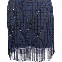 Load image into Gallery viewer, aidan mattox beaded deep blue fringed flapper size12
