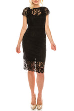 Load image into Gallery viewer, bebe black floral lace day dress, petite xs 2
