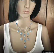 Load image into Gallery viewer, cabriza baby blue necklace set handmade
