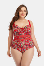 Load image into Gallery viewer, Floral Drawstring Detail One-Piece Swimsuit M/LG/2XL
