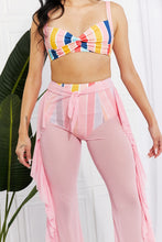 Load image into Gallery viewer, Marina West Mesh Ruffle Cover-Up Pants in Pink
