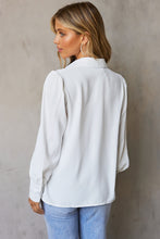 Load image into Gallery viewer, Puff Sleeve Blouse, See Colors! Women&#39;s Office Apparel, White/Black Tops, Shirts
