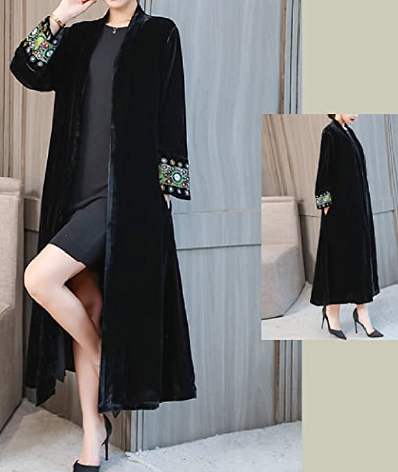 Retro 1920s Style Velvet Embroidered Trench LAST ONE! Only MED Remaining