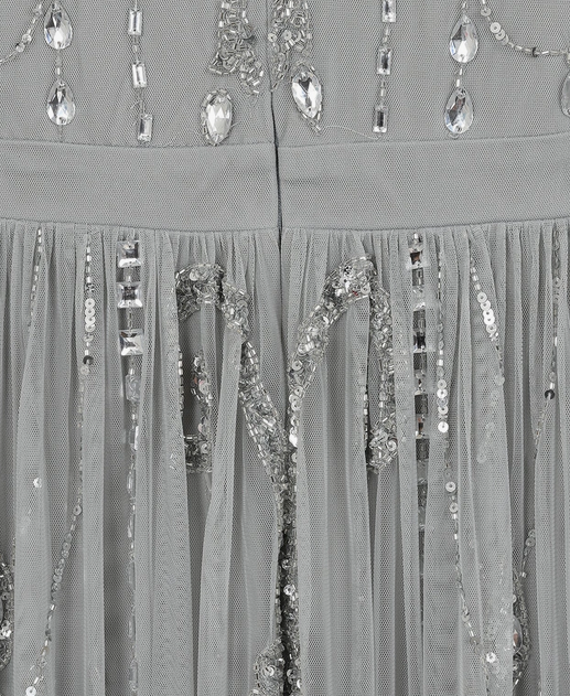 LAST ONES, Amelia Rose Henrietta Bejeweled Silver-Grey Formal Gown Only Sizes 2/4 & 4/6 Remaining! Women's Formals, Event Attire