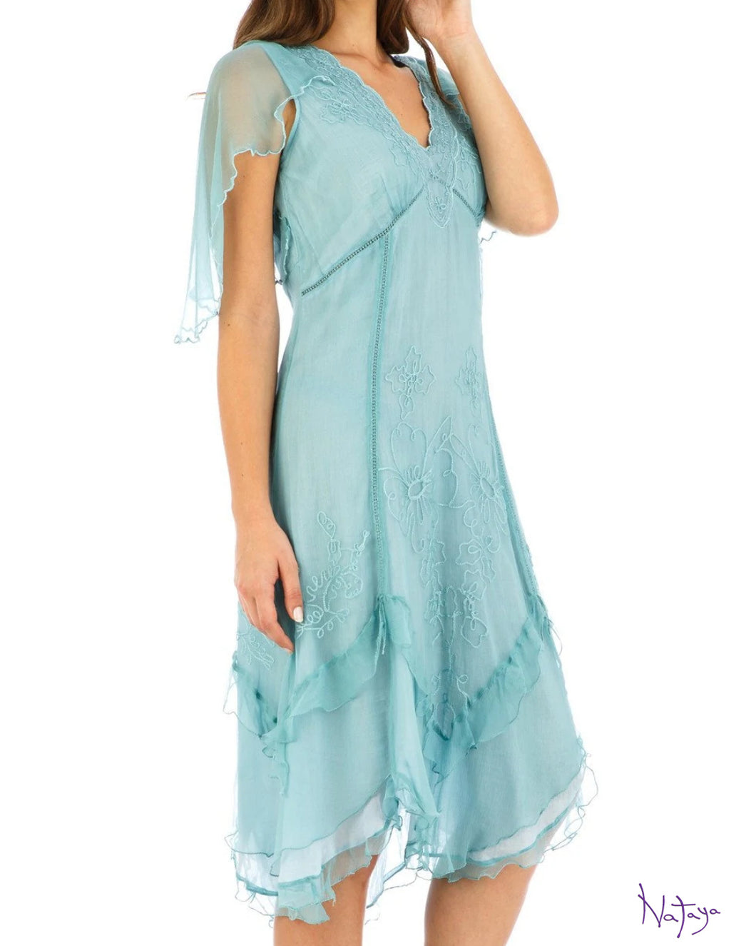 nataya age of love 1920s turquoise day dress sm/m/lg sm