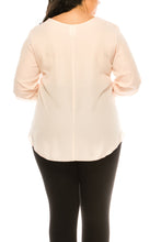 Load image into Gallery viewer, Lody&#39;s Crepe Chiffon Embroidered Top White or Blush Sizes XL/2XL/3XL
