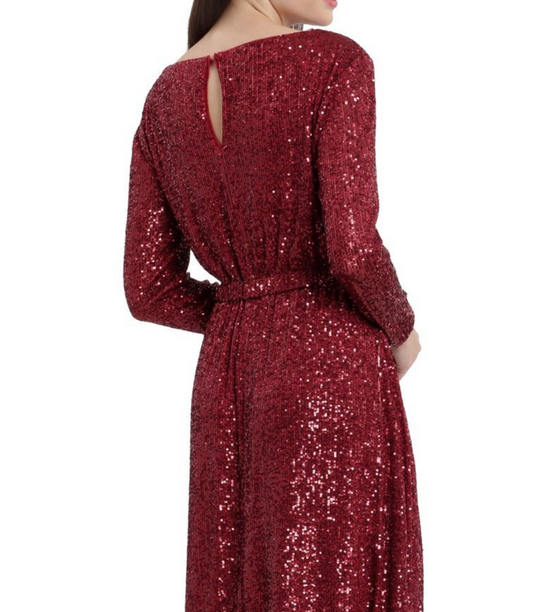 Maggy London Sequin Cherry Red Party Dress, LAST ONE! Only Size 2/XS Petite Remaining Cocktail