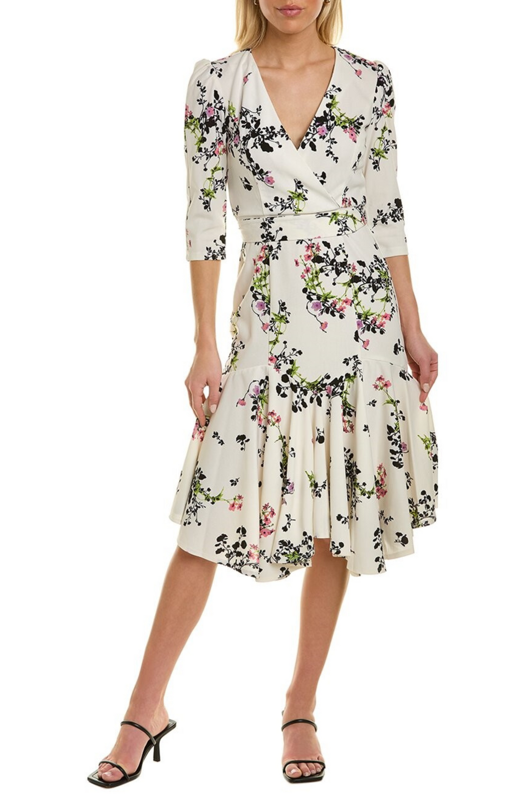 LAST ONE!  SIZE LG/14 REMAINS, A+ Maison Tara Belted Floral Faux Wrap Day Dress