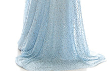 Load image into Gallery viewer, odrella baby blue glittery mesh illusion gown 8,10,16
